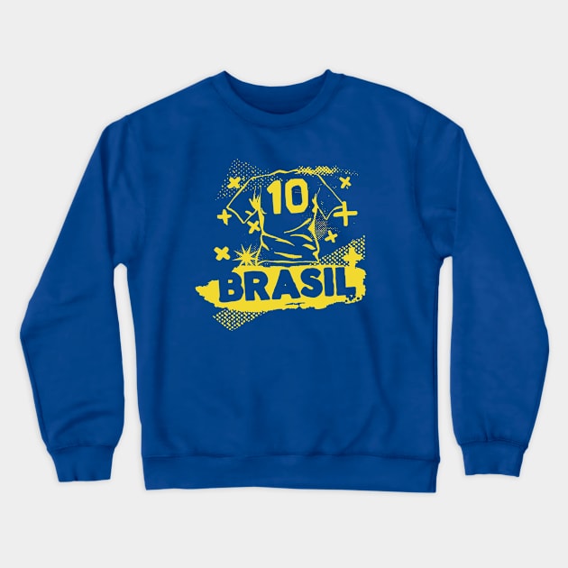 Vintage Brazil Football // Retro Grunge Brasil Soccer Crewneck Sweatshirt by SLAG_Creative
